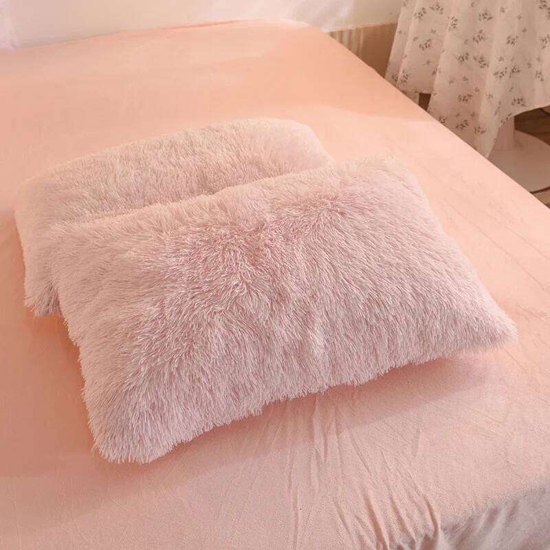 Nordic Pure Color Plush Duvet Cover with Sheet Pillow Covers Furry Winter Warm Kawaii Bedding Set Single Bed Sets H260312
