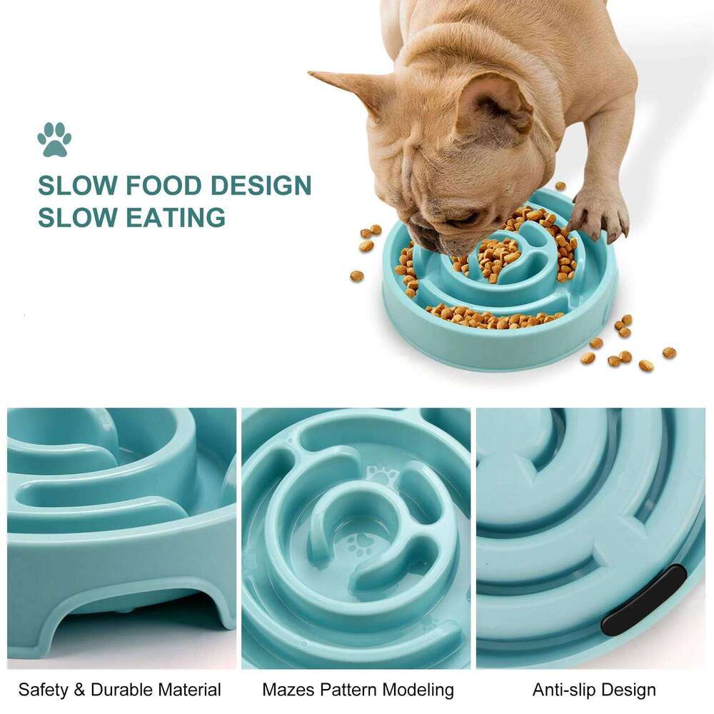 Pet Slow Feeder Fun Non Slip Anti-Gulping Slower Food Feeding Dishes Eco Dog Bowl for Large Medium Small Dogs Puppy 26Y0312