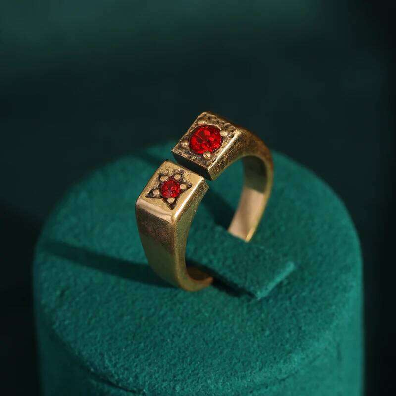 Vintage Open Engagement Rings for Women Red Oval Round Natural Stone Nickel Free Personality Trendy Finger Jewelry 2024 H260312