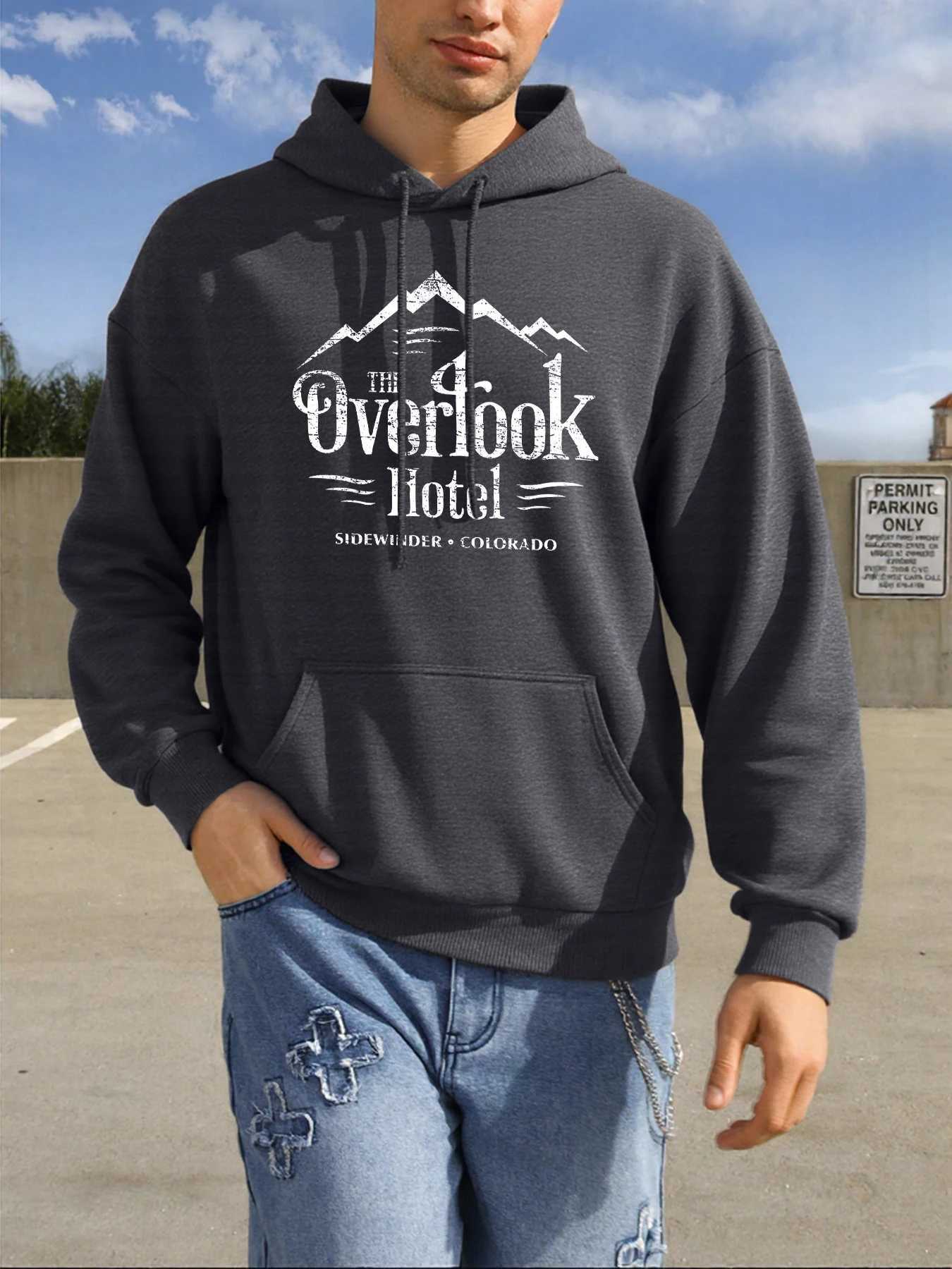 The Overlook Hotel Design Men Hoodies Y2K Street Fleece Hoodie Crewneck Autumn Clothes Soft All-Match Top Loose Oversized Hoody M260312