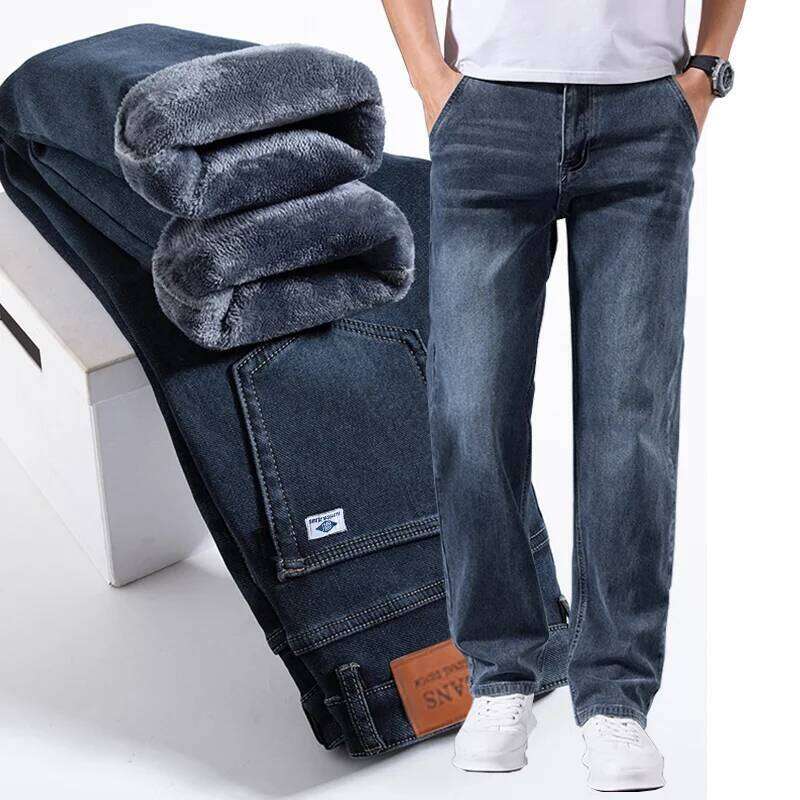 New Men's Light Business Micro Stretch Straight Fit Denim Vintage Distressed All Season Wearable Long Pants