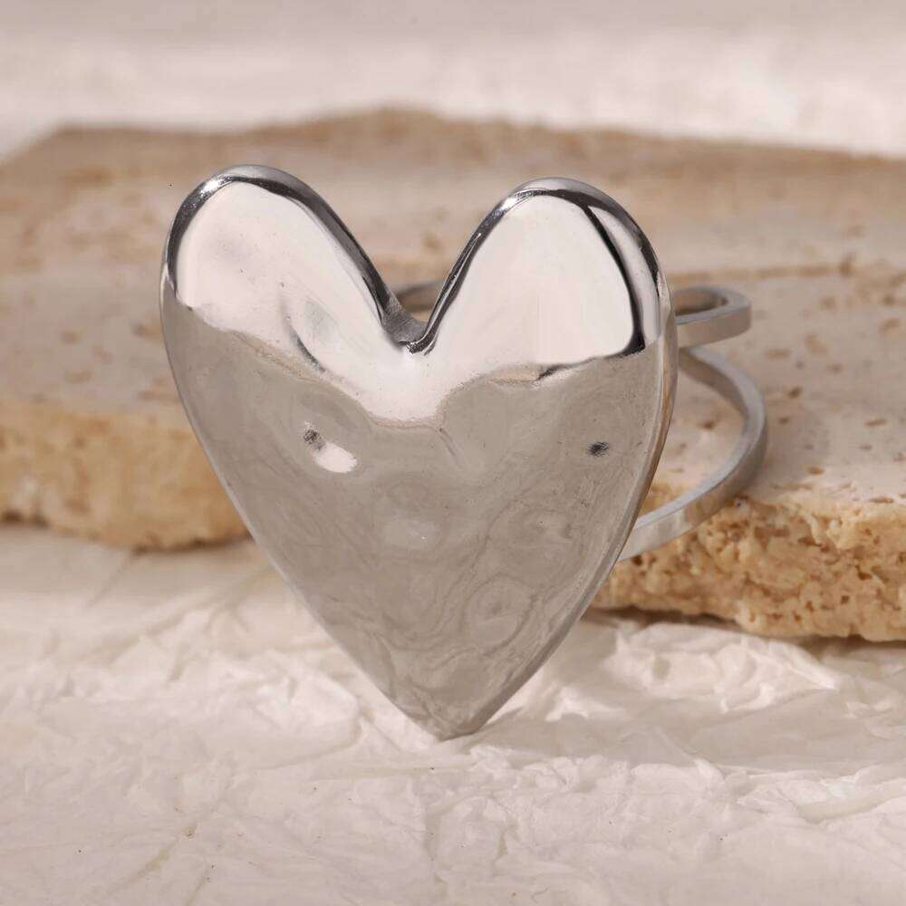 Sweet Heart Open Rings For Women 2025 Trend Gold Color Stainless Steel Ring Wedding Fashion Brand Jewelry Accessories Gift H260312