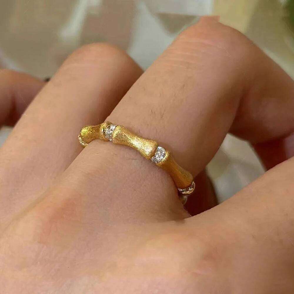 BXINY Moissanite Ring 925 Sterling Silver 18K Gold Plated For Women Men Bamboo Shape Eternity Band Lab Diamond Fine Jewelry Gift H260312