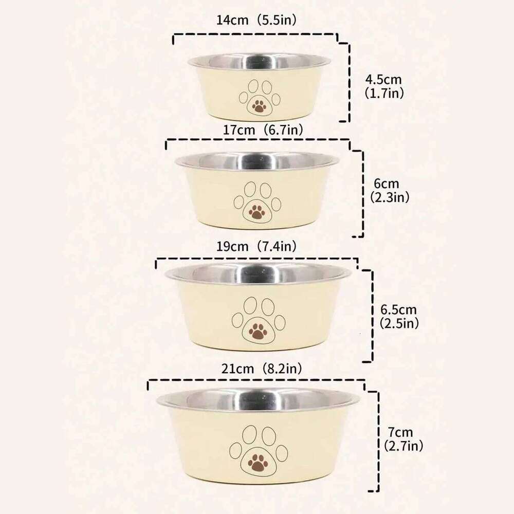 Stainless steel footprint anti-tip non-slip cat dog cute cartoon pet Supplies feeding and drinking water bowl 26Y0312