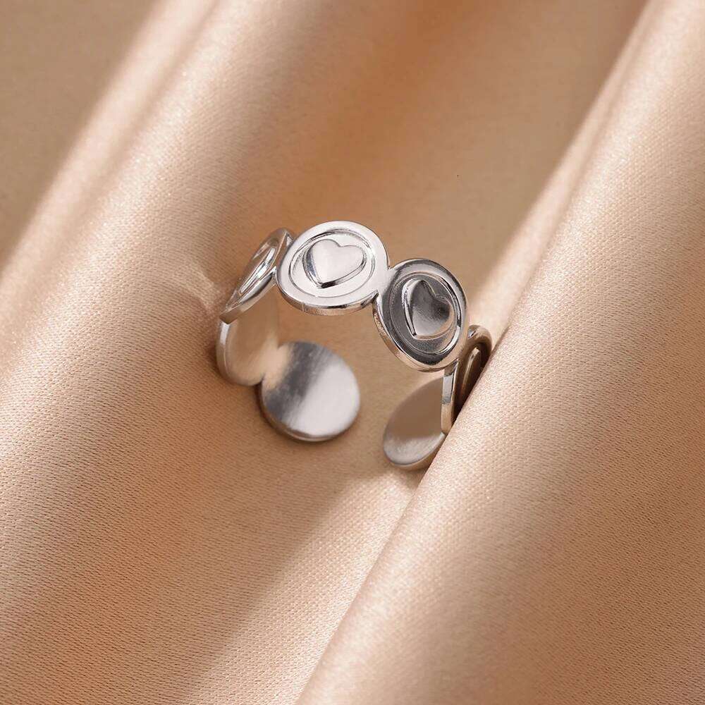Stainless Steel Irregular Open Rings for Women Silver Color Texture Minimalist Wedding Aesthetic Finger Ring Jewelry anillos H260312