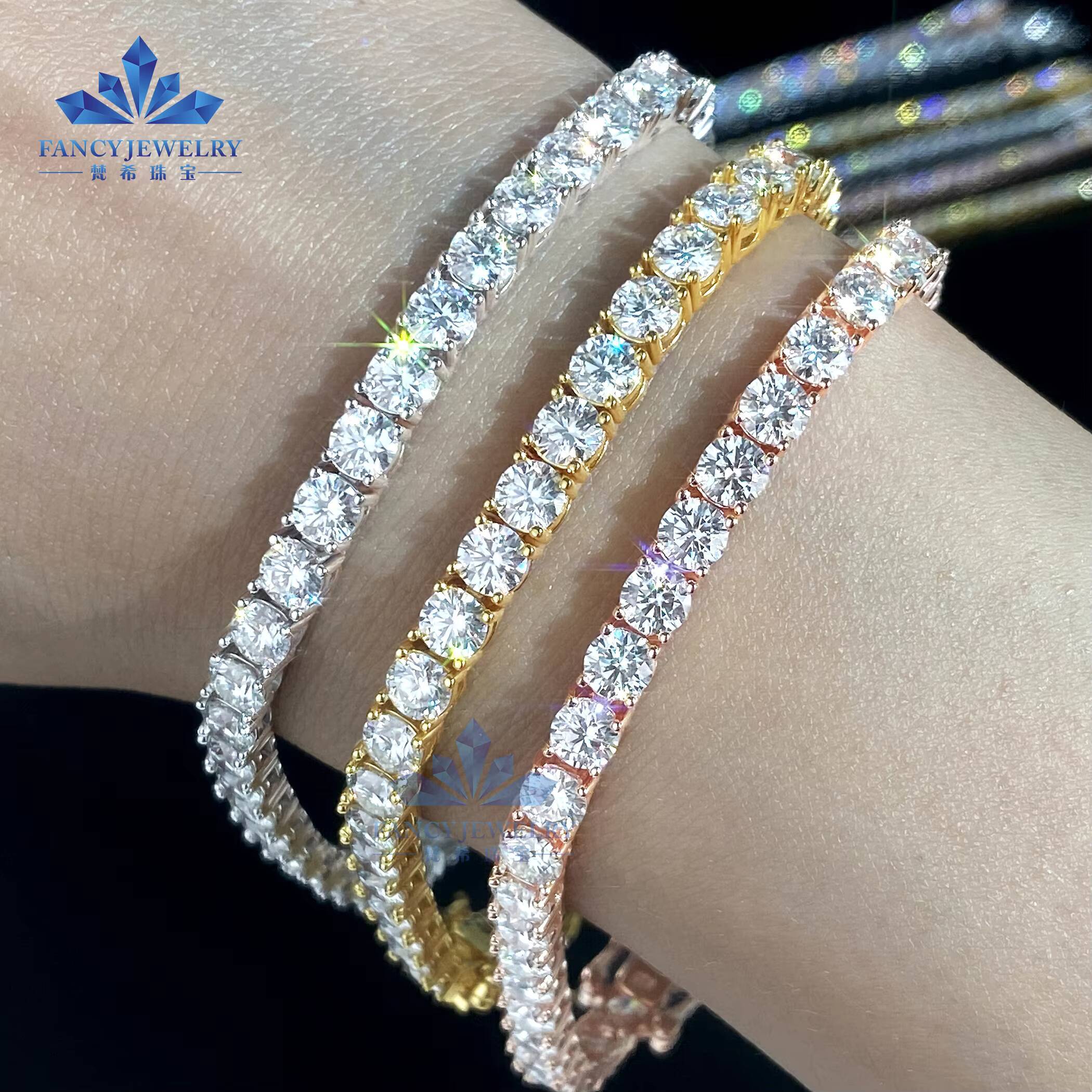 Certified Lab Grown Diamond Tennis Chain 10K 14K 18K Gold 3MM 4MM 5MM Vvs Lab Created Diamond Tennis Chain