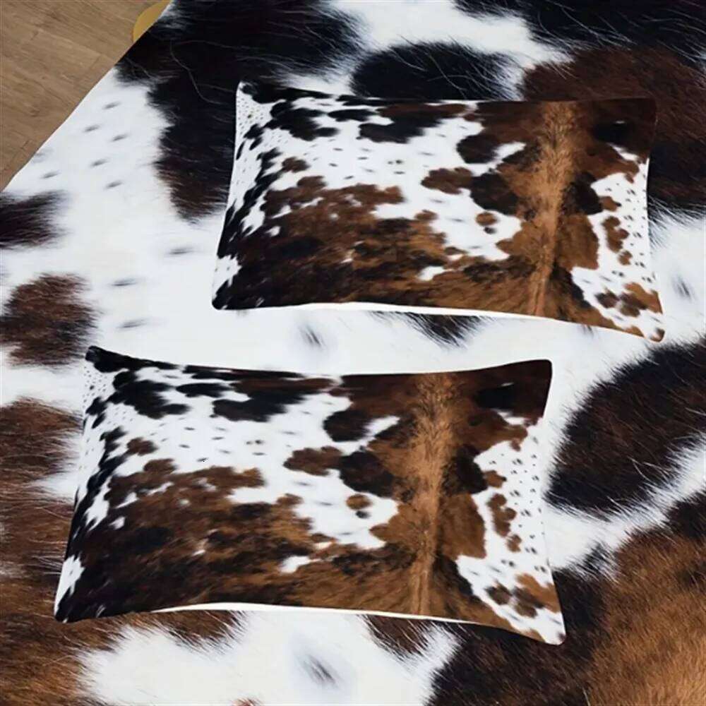 2/3pcs Ultra-Soft Cow Pattern Set - Plush Comfort for Bedroom Guest Room with 1 Duvet Cover and 1/2 Pillowcase H260312