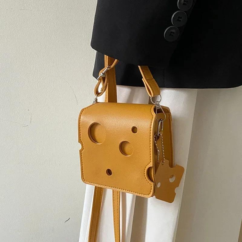 Womens Triangle and Square Cheese Shaped Mini PU Leather Bags Cute Earphone Lipstick Purses Handbags Crossbody Shoulder Bag 260227