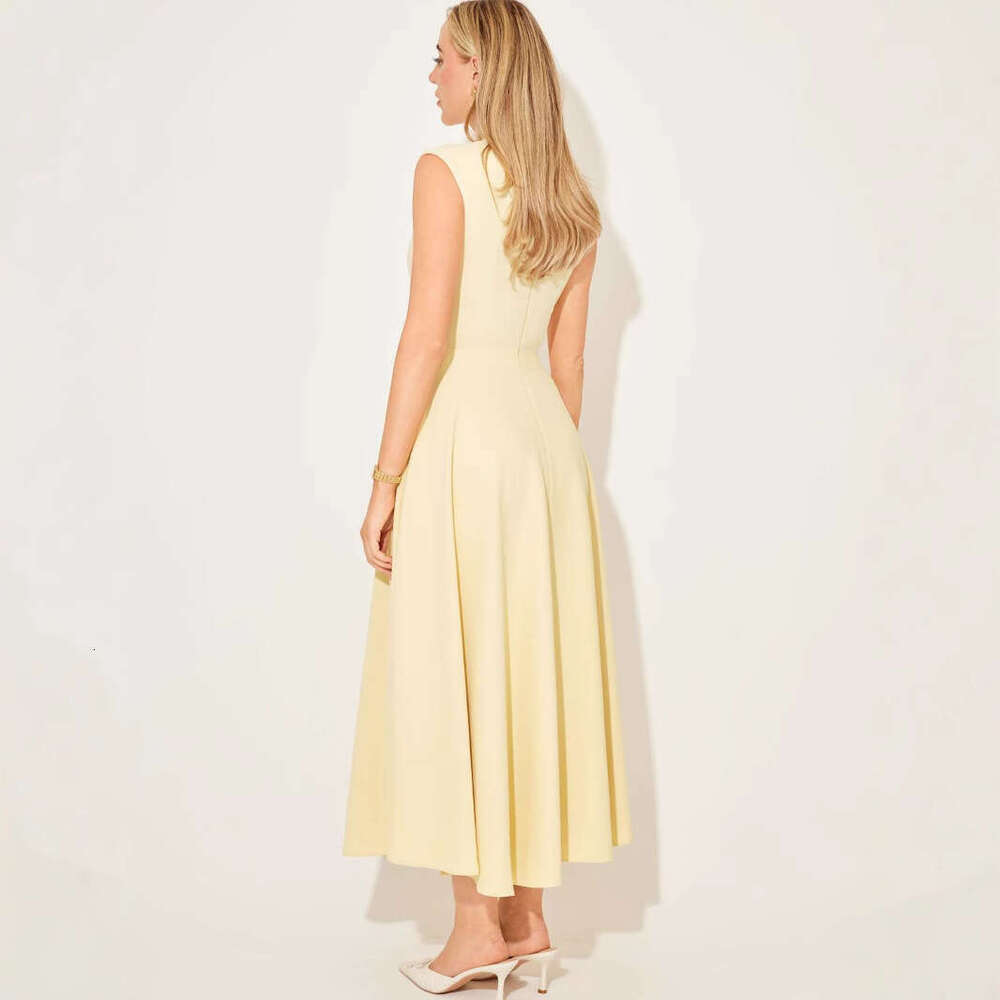 2025 New European American Style Cross-Border French Women's Solid Color High-End Simple and Elegant Lady's Dress