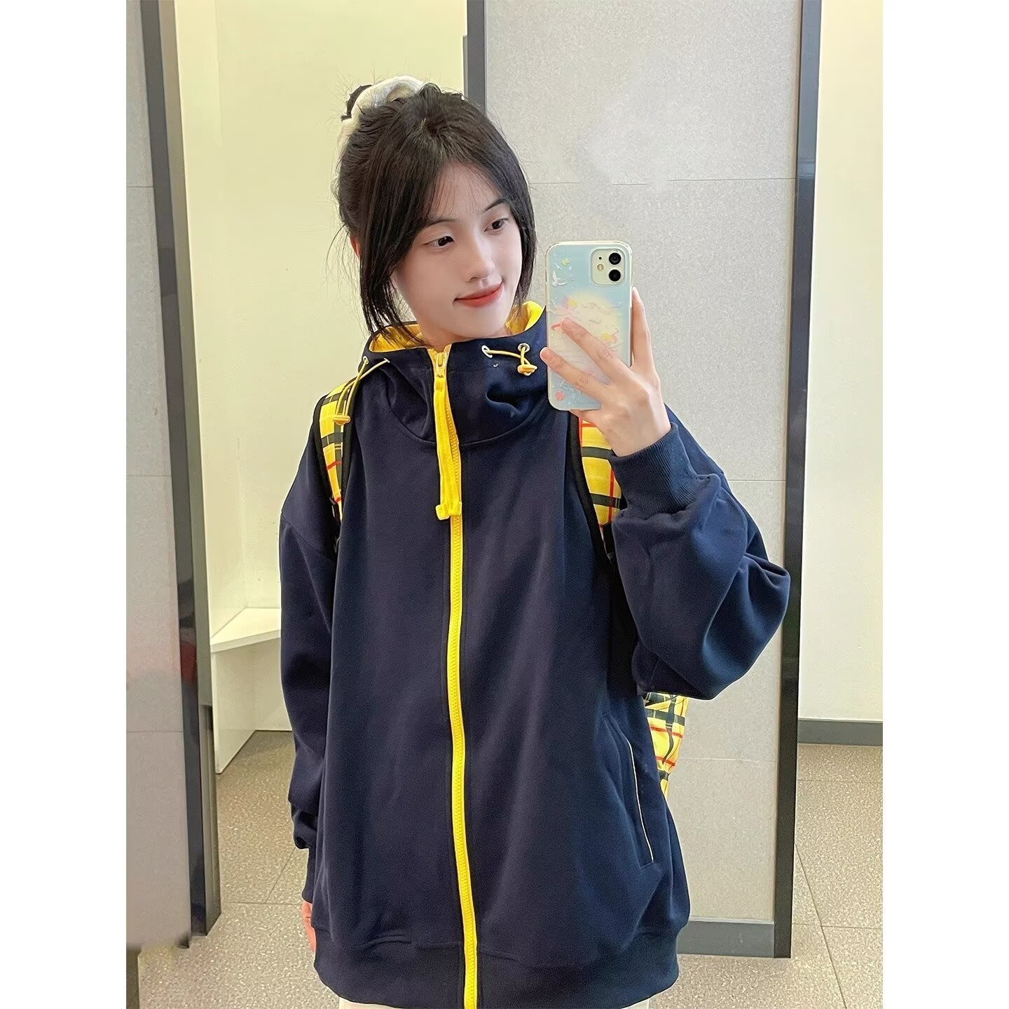 Hooded Cardigan Sweatshirt For Men And Women Spring And Autumn Thin Style Trendy Retro Designer Hoodie Color-blocked Sports Fashion Jacket