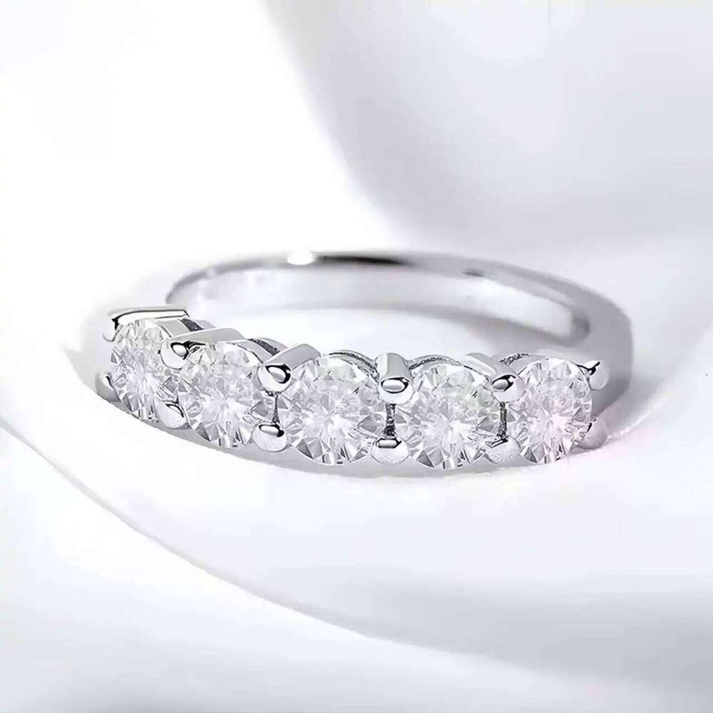 White Gold D Color 4mm Moissanite Ring for Women 1.5Ct Stone Match Diamond Wedding Band Bride S925 Sterling Silver Gra H260312