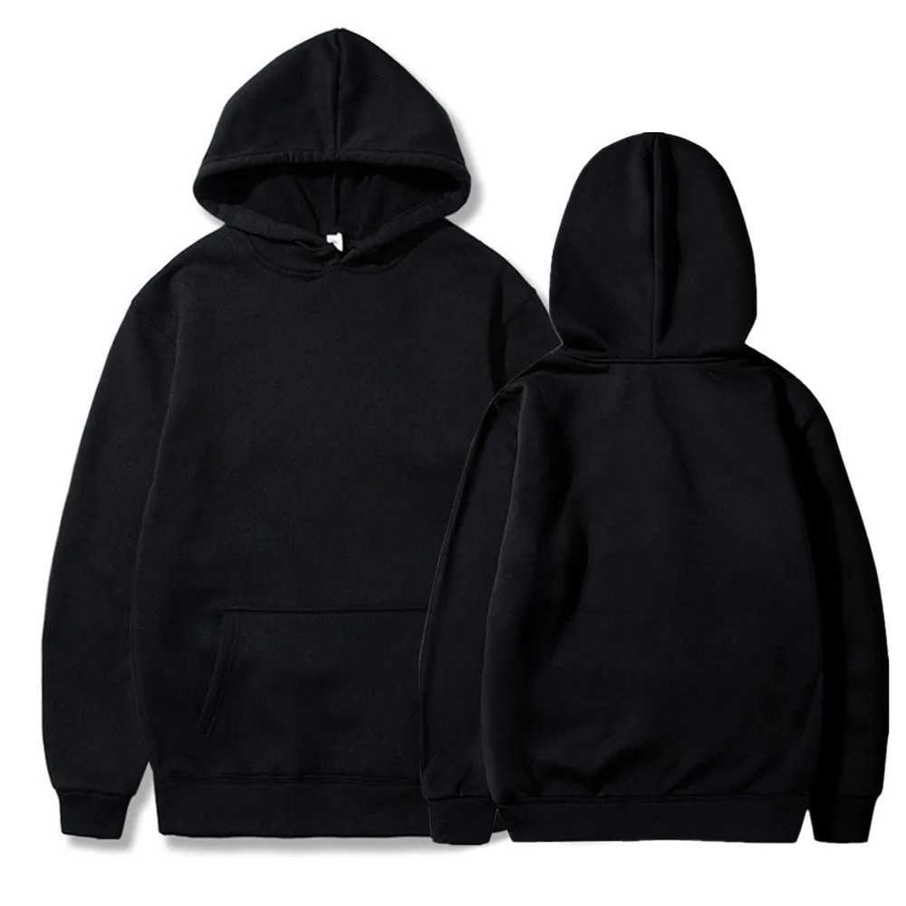 Autumn fashion loose tops solid colour hooded polyester mens sweatshirt simple casual M260312