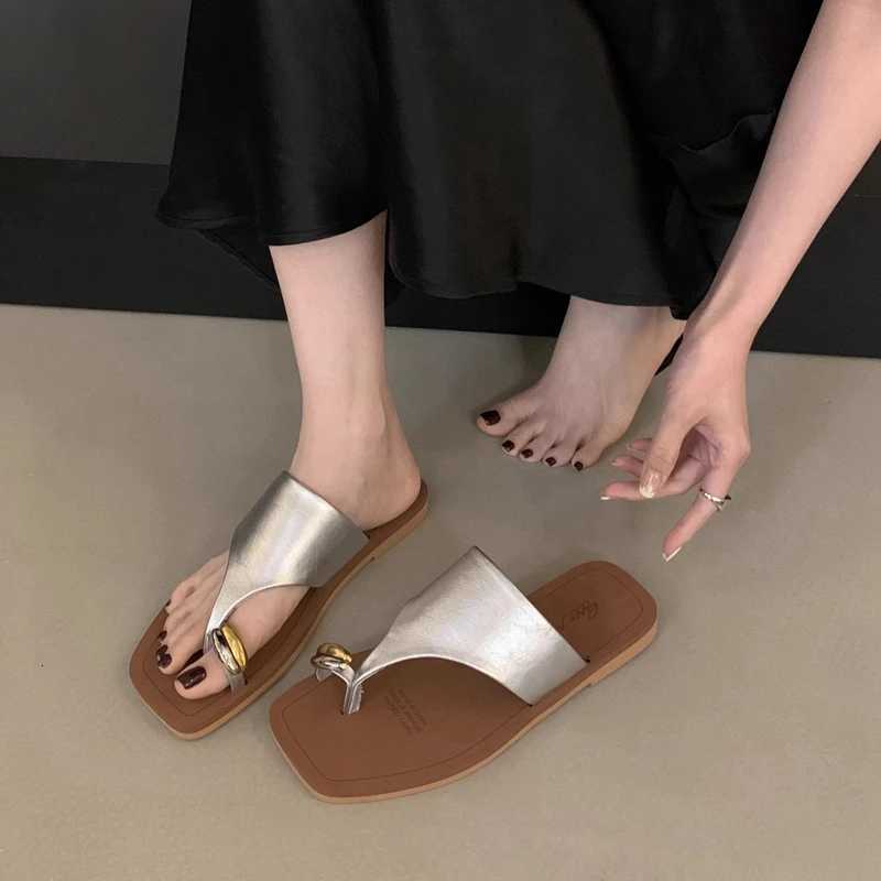 SUOJIALUN 2025 Summer New Women Slipper Fashion Slip On Ladies Casual Flip Flops Shoes Soft Flat Heel Casual Sandal Slides K260312
