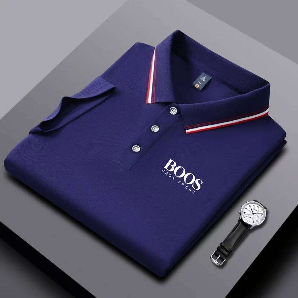 Embroidered New Men's Business Casual Short Sleeved Polo Shirt, Fashionable, Breathable, Comfortable and Versatile Top