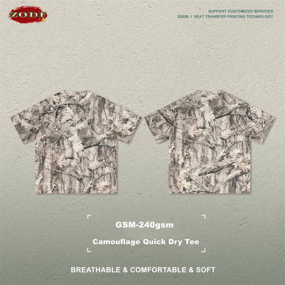 ZODF Trendy 2026 Summer Man Camouflage Printing T-Shirts Unisex High Street 240gsm Sport Quick Dry T Shirt Streetwears HY1176