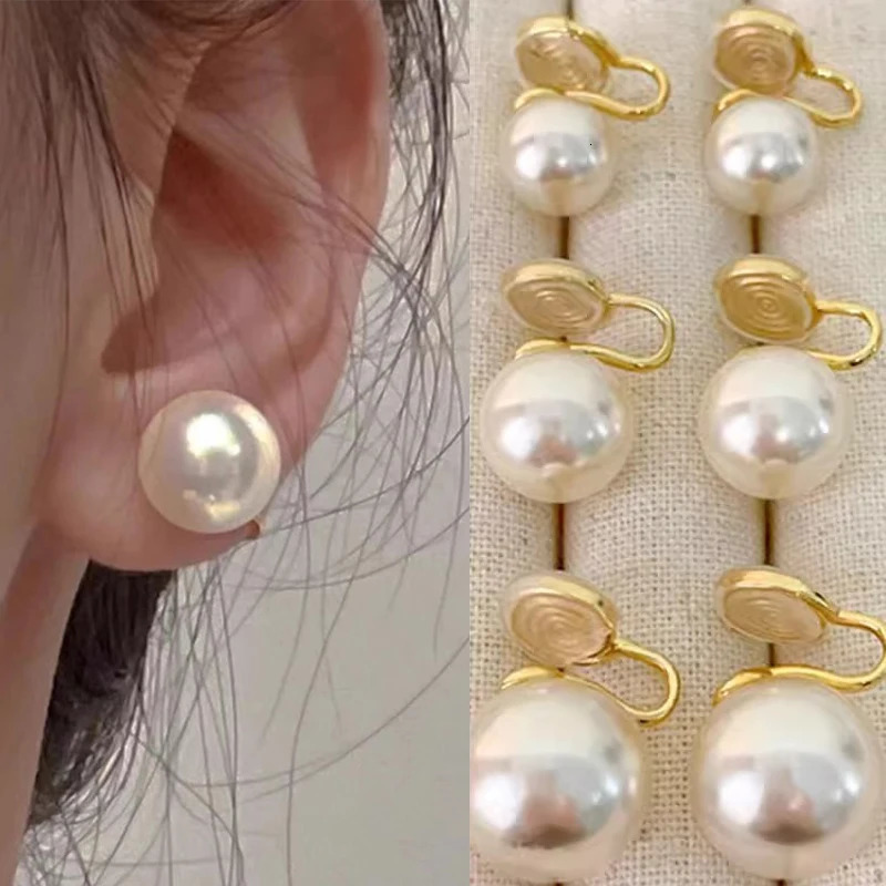 2pcs Pearl Ear Clip Earrings Fashion Without Hole Earings Simple Cuff Piercing Jewelry for Women 260309
