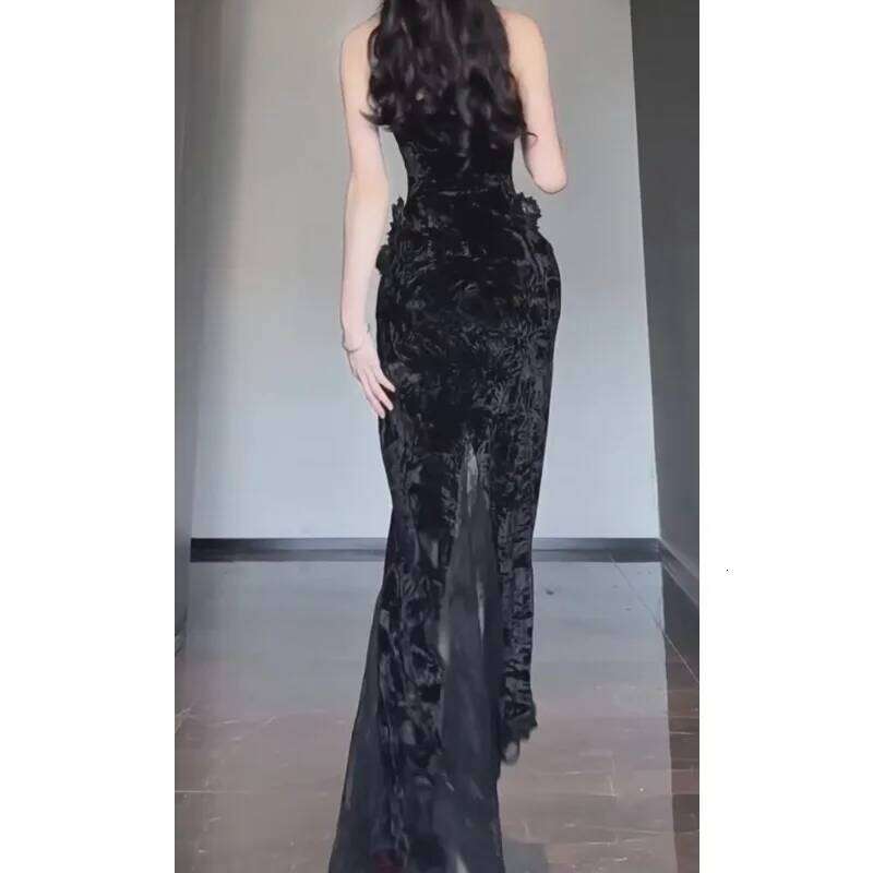Summer Gothic Grunge Y2k Lace Women Dark Academia Sexy Slim Party Dresses Korean Fashion Design Festival Long Prom Dress C260312
