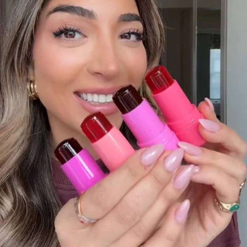 1/2/4PCS Long Lasting Moisturized Blusher Sticker Lip Gloss Rouge Cream Jelly Lipstick Cheek Blush Stick Facial Makeup Cosmetics W260311