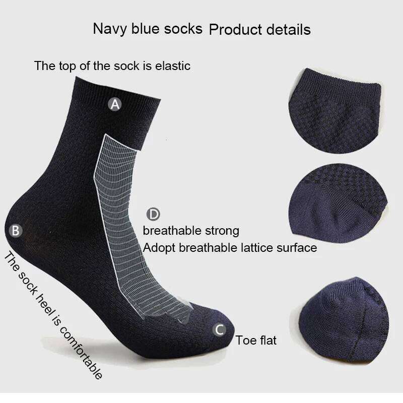 10 Pairs/Lot Men's Bamboo Fiber Socks 2025 New Compression Autumn Long Black Business Casual Man Dress Sock Gift Plus Size 42-45 Z260312