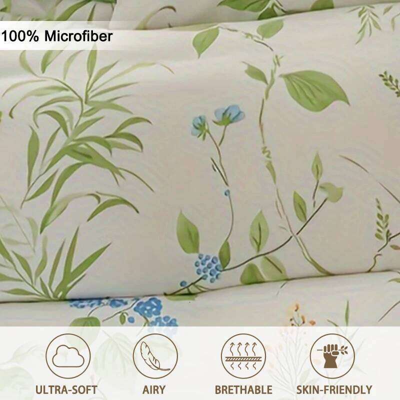 3pcs/set Leaf Floral Pattern Set1 & 2 PillowcaseSoft And Skin-Friendly Duvet Cover Bedding Set For H260312