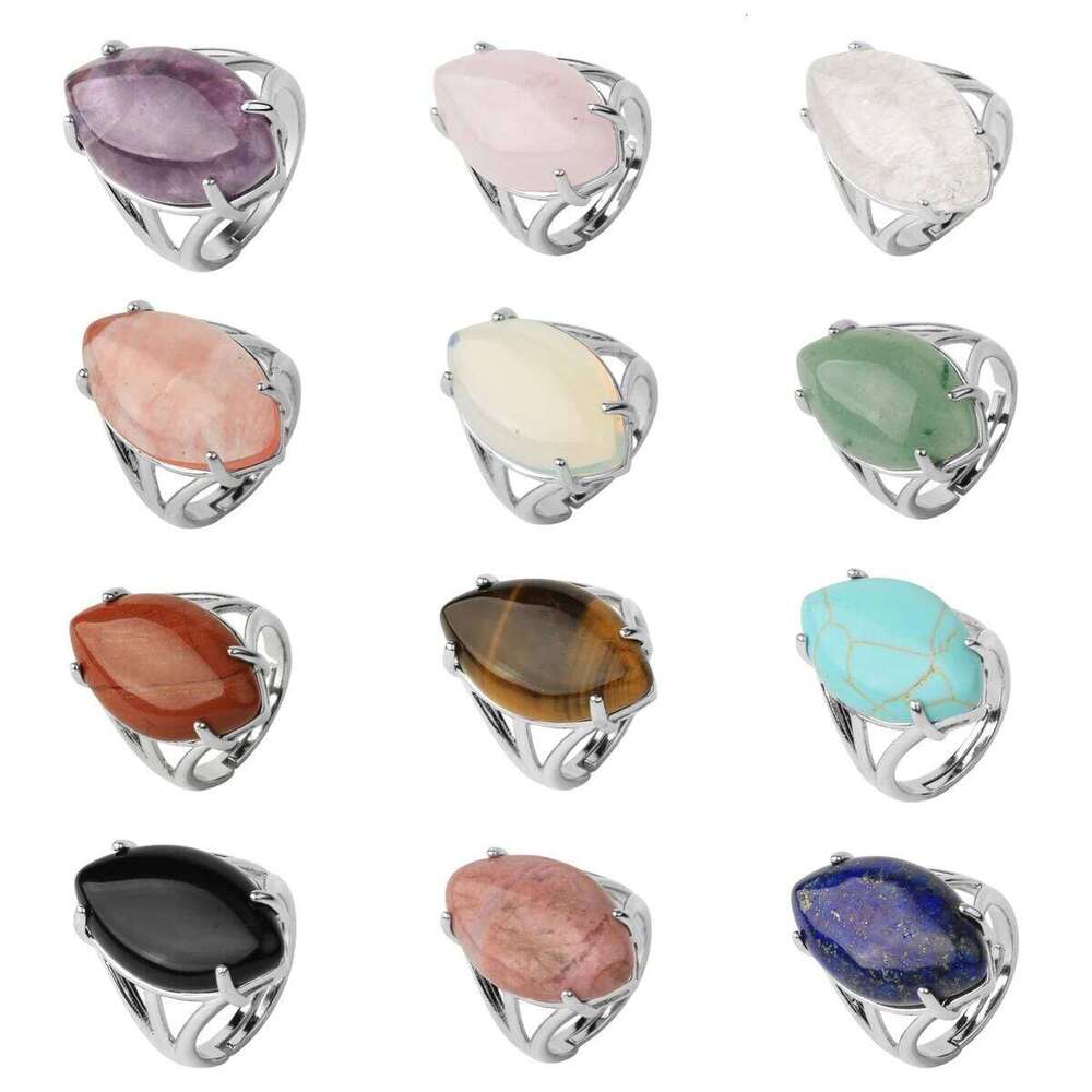 Adjustable Oval Gemstone Ring for Boys Women Retro Boho Gothic Anillos Steampunk Style Halloween Party Amethyst H260312