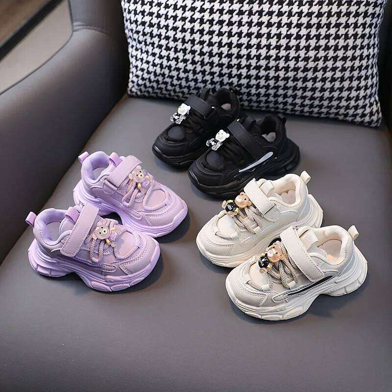 Spring Autumn Children Kids Sneakers Unisex Toddler Boys Girls Casual Sport Shoes Purple, Beige, Black H260312