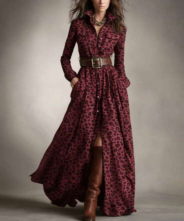 French Women's Plaid Dress Shirt Button Cardigan Lapel Fashion Belt Pocket Irregular Design A-line Long Skirt for Female C260312