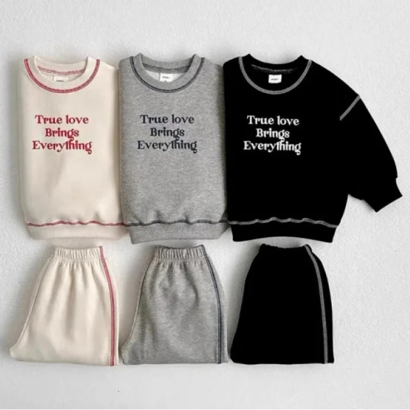 ChildrenS Spring Autumn Letter Printed Pattern Loose Casual Sweatshirt Jogger Pants Set 2Pcs Sport Wear For Boys And Girls 260311