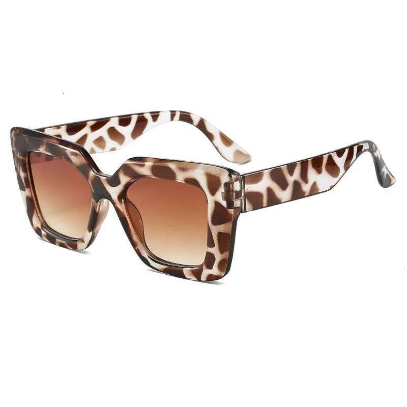 New Fashion Square Women Luxury Sunglasses Retro Designer Men Trending Leopard Blue Green Sun Shades Uv400 Glasses