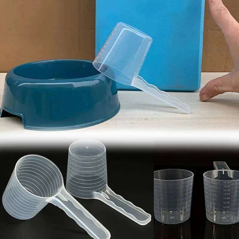 Transparent Mea Pet Food Measuring Spoon with Graduation Durable Plastic Feeding Dog Shovel 100ml 26Y0312
