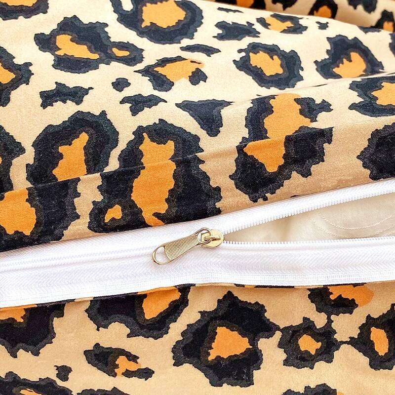 3pcs Leopard Pattern Duvet Bedding Set Double Queen Size, Microfiber Soft Quilt Cover with Pillowcases, Girls Room Decor H260312