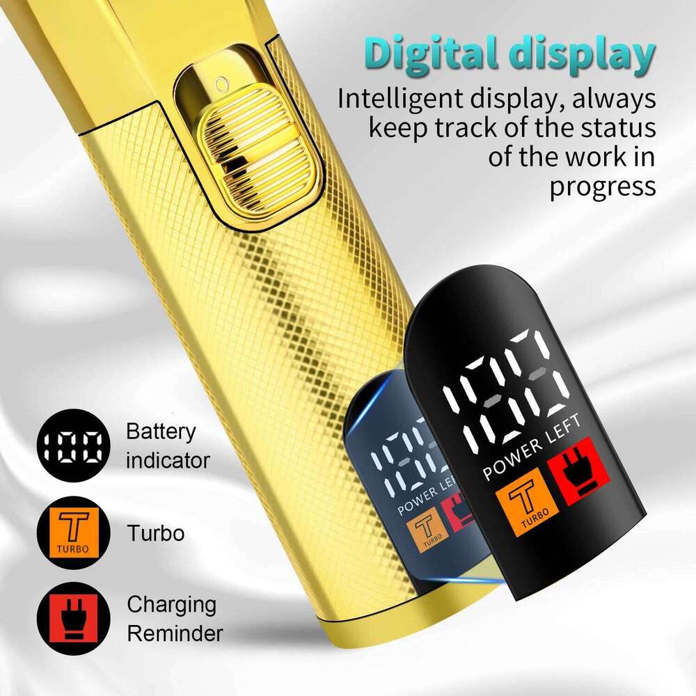 HIENA Professional Gold Hair & Trimmer Kit for Men, Cordless Barber Clippers with Digital Display, 240 Min Runtime C260312