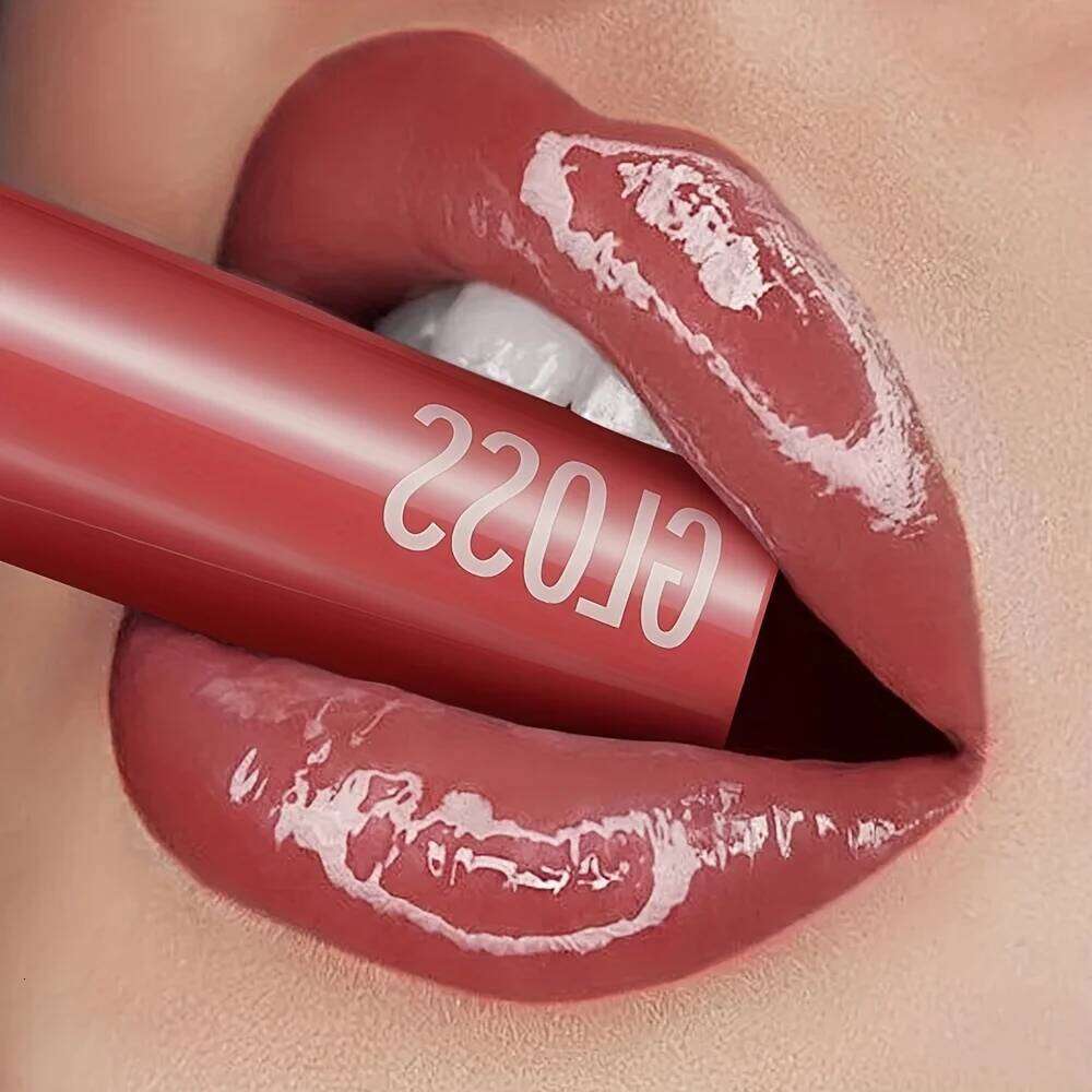1 pcs Long-Lasting Waterproof Lipstick, Glossy Mirror Finish, Non-Stick Matte Nude Shades for Plumper Lips W260311