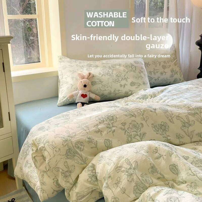 Water-washed double-layer princess-style full cotton bed set H260312