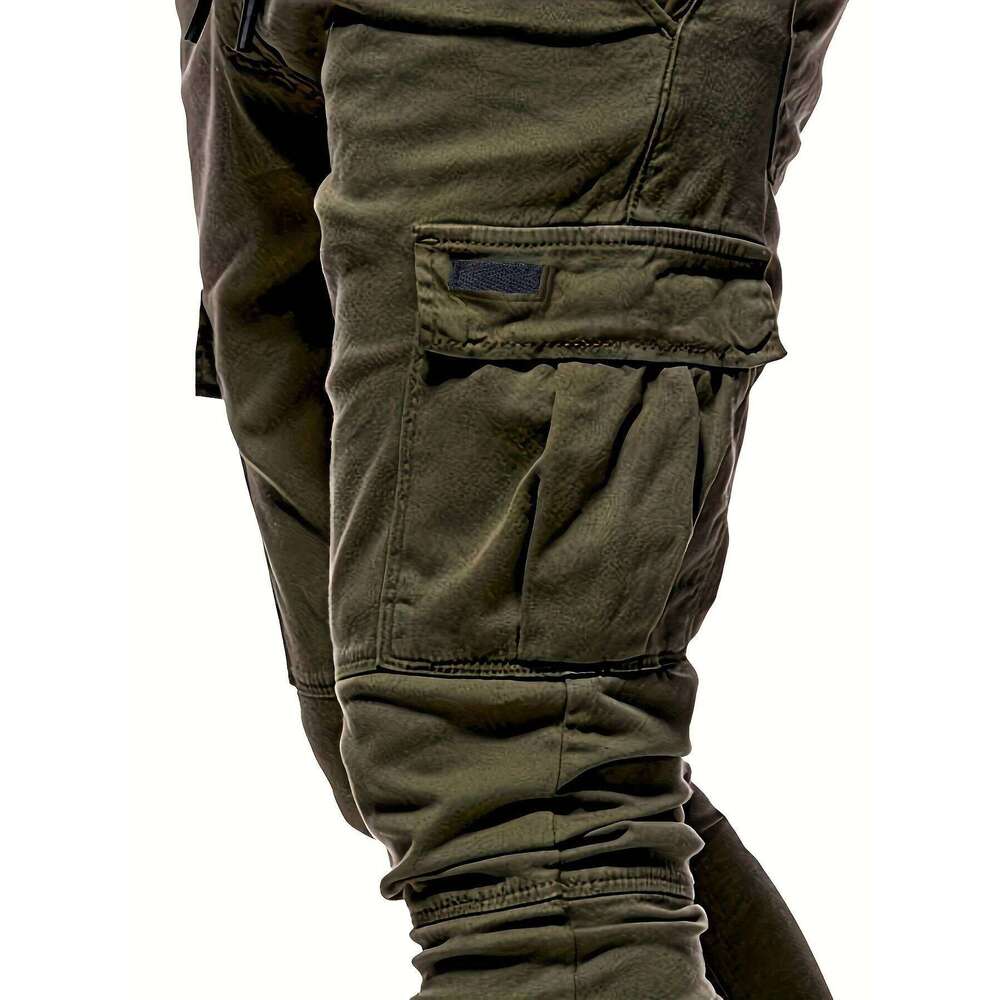 Men's drawstring loose multi pocket pants, spring and autumn outdoor, men's work pants