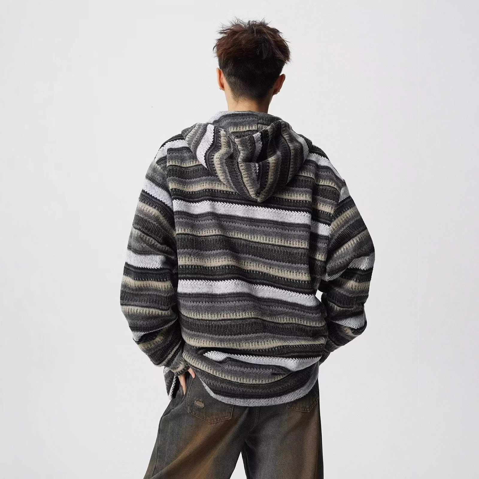 Striped Hooded Sweatshirt Designer Hoodie For Men Autumn Casual Cardigan Cleanfit Couple's Trendy Jacket