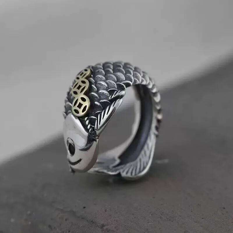 Gorgeous Exquisite Texture Adjustable Open Ring with Elegant Fish Shaped Design Fine Jewelry Rings Sparkling Like Diamond Rings for Daily Wear