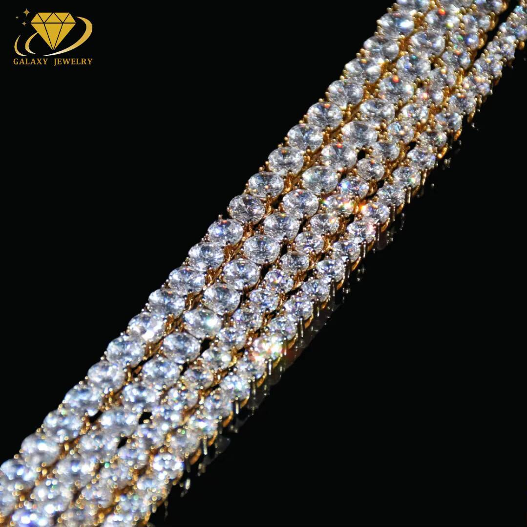 High Quality GRA Certified 3mm Tennis Chain Jewelry Hiphop 925 Sterling Silver Iced Out Moissanite Tennis Chain Necklace