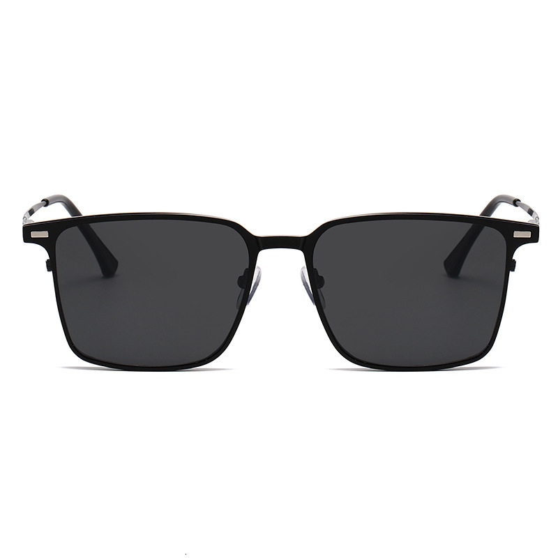 Magnetic clip-on multifunctional flat square frame polarized men's sunglasses, trendy sun protection outdoor glasses