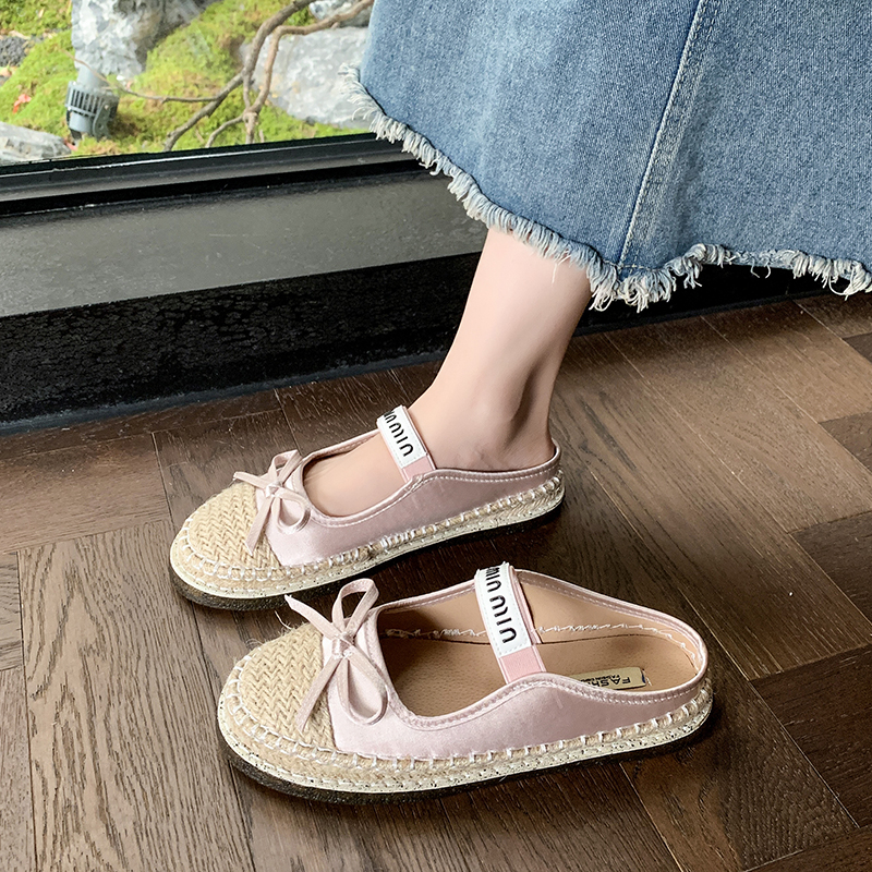2026 women's slippers flat shoes fashionable, versatile, casual, comfortable walking sandals summer new bow decoration Mary Jane women's sho