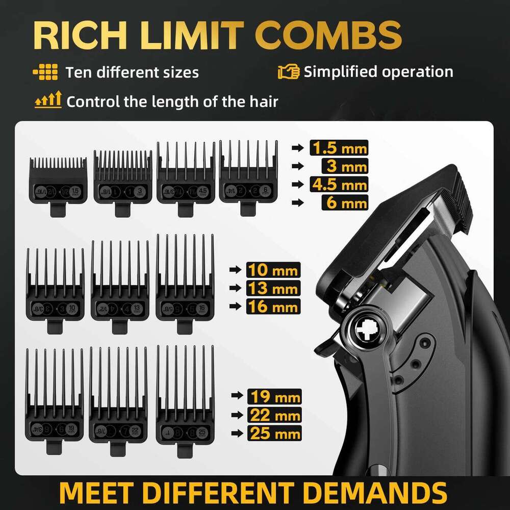 KIKIDO Professional Men Electric Trimmer 1200mAh Rechargeable Hair Clipper Adjustable Trimming Length Cordless Beard Shaver C260312