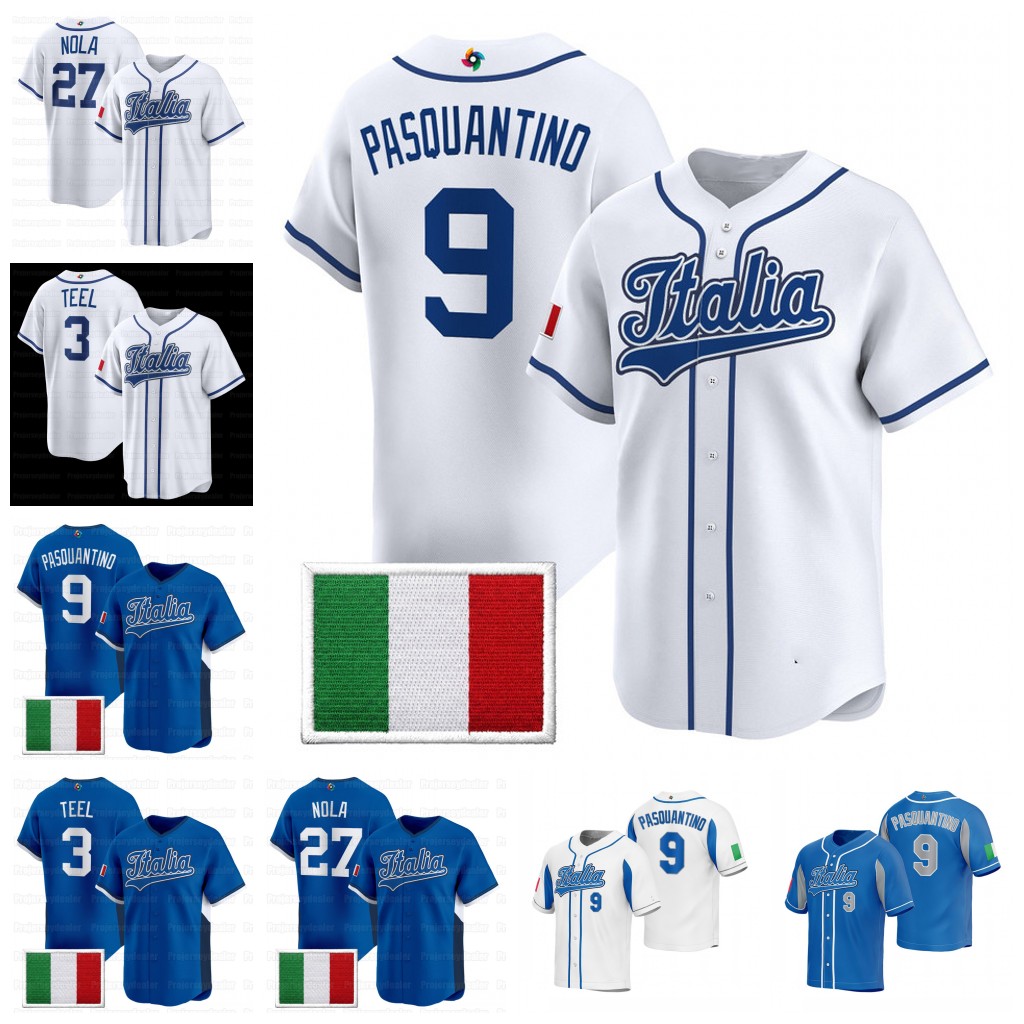 Team Italy 2026 World Baseball Classic Jerseys WBC Aaron Nola Pasquantino Kyle Teel Adam Ottavino