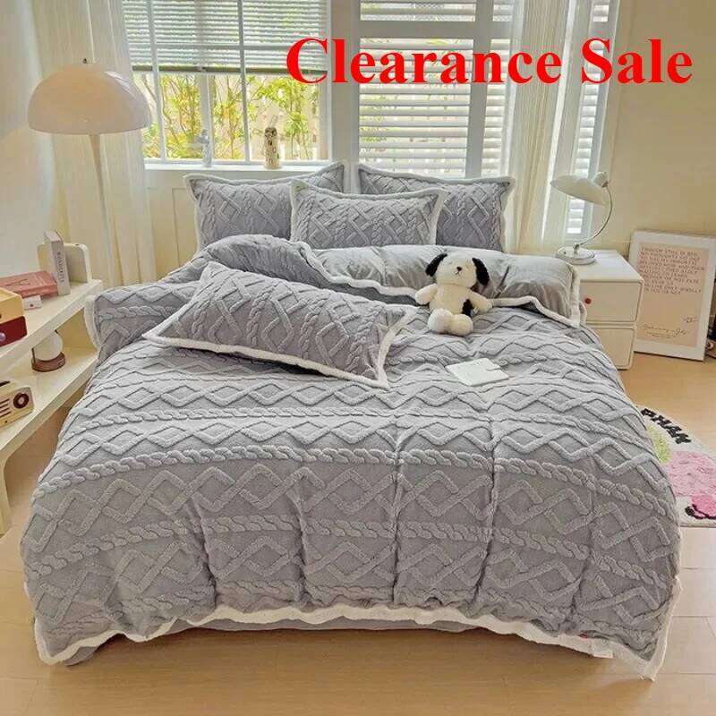 2025 new solid color Tafu milk fleece bed sheet four-piece set small standard thickened warm and comfortable H260312