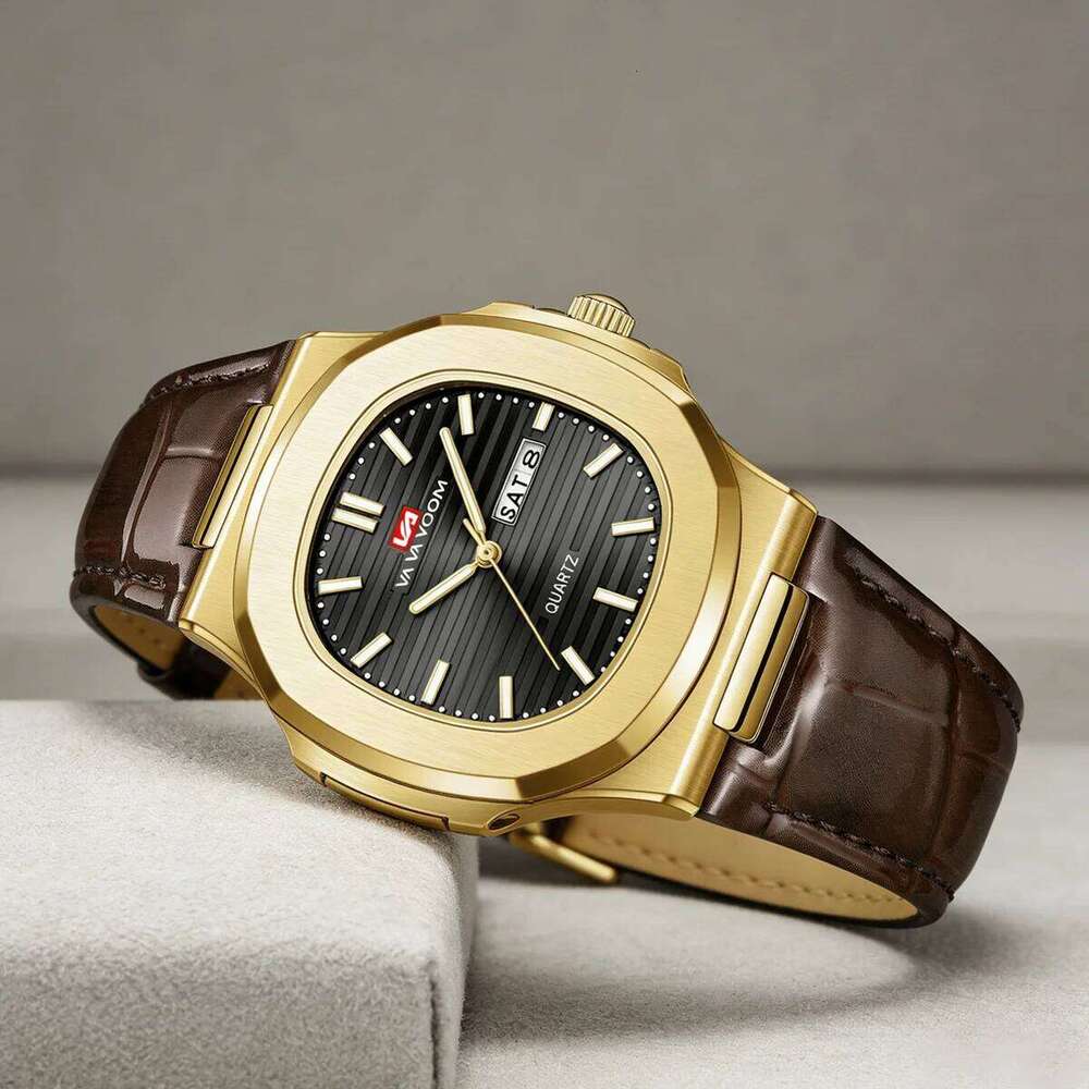 Luxury Men Quartz 40mm Black Leather Sports Clock Business Work Travel Leisure Military Waterproof 3Bar Couple Wrist Watch