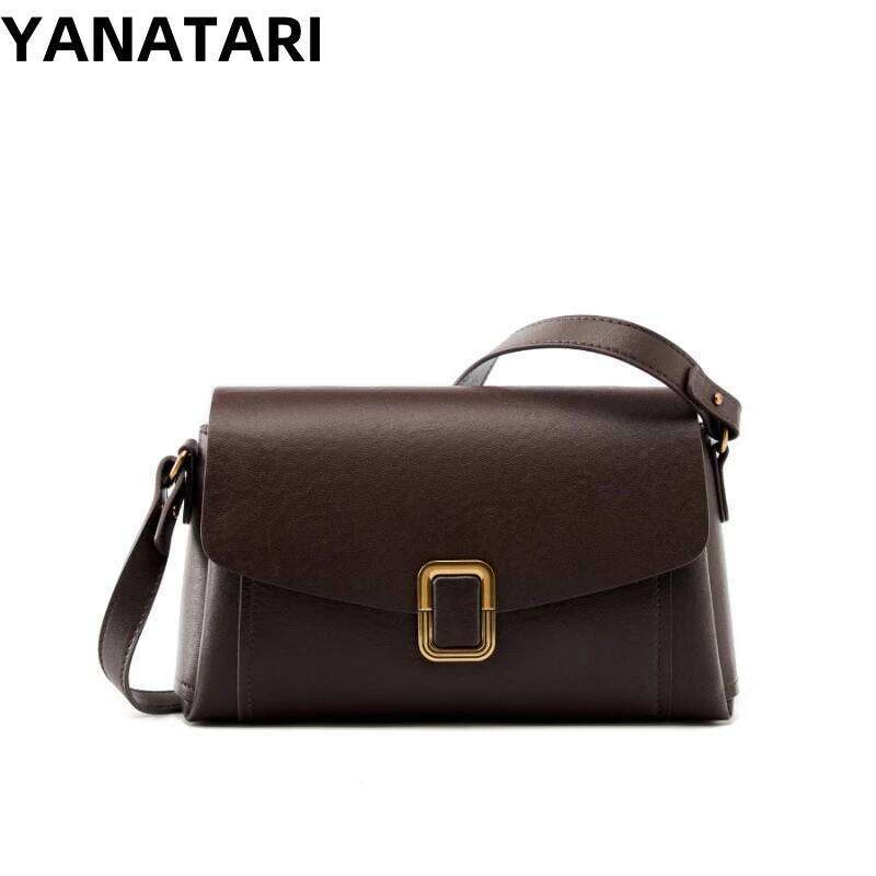 YANATARI Luxury Handbags Female Crossbody Shoulder Women Bags New Fashion 2025 Genuine Cowhide Leather Small Square Bag