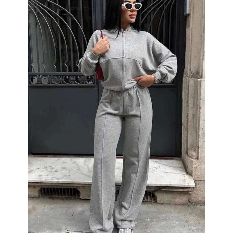 Casual Pants Suit 2025 Autumn Winter Cardigan Sweatshirts Sports Women Fashion Street Long-sleeved Jacket Trousers Two-piece Set C260312