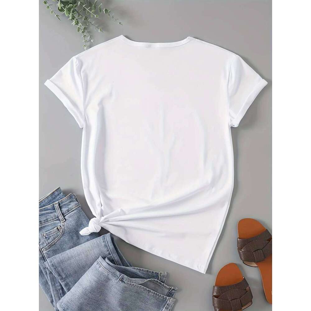 Valentines-Vintage Be Kind Print T-shirt, Short Sleeve, Crew Neck, Casual Top for Summer and Spring, Women's Clothing Z260312