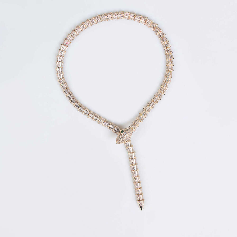 Accessories Fashionable Vintage Luxury Snake Chain Necklace Fully Diamond-Set Women's Party and Wedding Jewelry Couples Gift