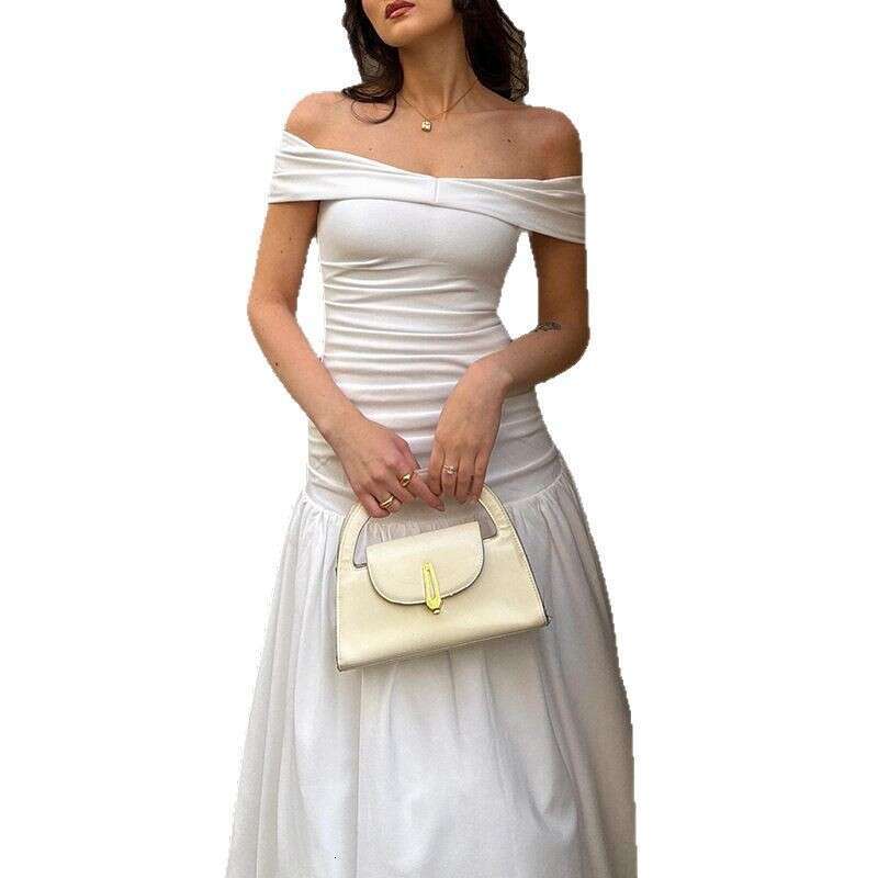 European and American cross-border 2025 spring new women's fashion French-style off-shoulder slim-fit backless dress