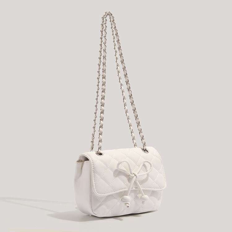 Niche Sweet Girl Bowknot Quilted Chain Crossbody 2026 New Versatile Flap Small Square Bag for Women